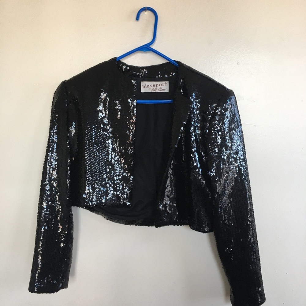 Blassport by Bill Blass black sequin jacket
